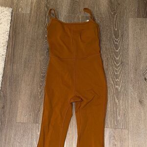 Wilfred Spaghetti Strap Jumpsuit in Rich Tan